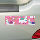 かわいいラマ柄 バンパーステッカー (車上)