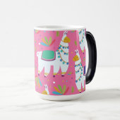 かわいいラマ柄 モーフィングマグカップ (正面右)