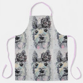 かわいいラマ水彩絵画の動物の女性エプロン エプロン (正面)