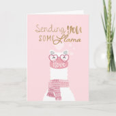 かわいいラマ着て顔マスクバレンタインデー カード (正面)