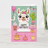 かわいいラマ誕生日カード カード (正面)