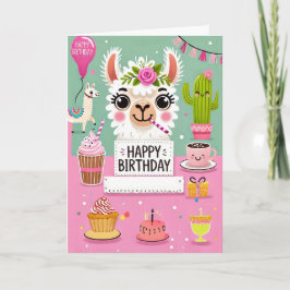 かわいいラマ誕生日カード カード