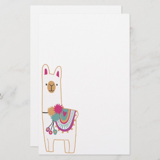 かわいいラマ 便箋 (正面/裏面)
