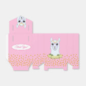 かわいいラマ、芍薬 & ゴールドの飾りがついたサンキュー フェイバーボックス (折り畳みなし)