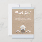 かわいいラムブルークラフト男の赤ちゃんシャワーサンキューサンキュー サンキューカード (正面)
