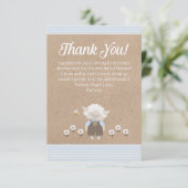 かわいいラムブルークラフト男の赤ちゃんシャワーサンキューサンキュー サンキューカード (スタンド正面)
