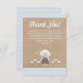かわいいラムブルークラフト男の赤ちゃんシャワーサンキューサンキュー サンキューカード (正面/裏面)