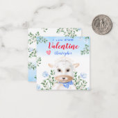 かわいいラムブルーフローラキッズクラスルームのバレンタイン ノートカード (正面/裏面インサイチュ)