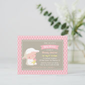 かわいいラムミルクボトルピンクベビーシャワー 招待状 (スタンド正面)
