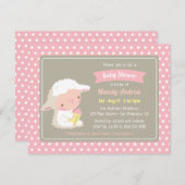 かわいいラムミルクボトルピンクベビーシャワー 招待状 (正面/裏面)