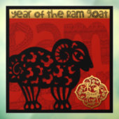 かわいいラムヤギ中国新年の干支SqW ウィンドウサイン (シート3)