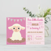 かわいいラム子供の誕生日パーティの招待状 招待状 (スタンド正面)