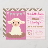 かわいいラム子供の誕生日パーティの招待状 招待状 (正面/裏面)