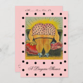 かわいいランジェリーのブライダルシャワーの水玉模様の招待状 招待状 (正面/裏面)