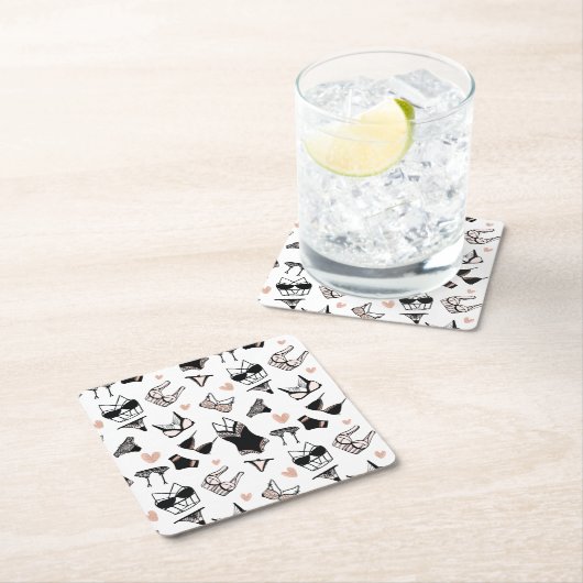 かわいいランジェリー紙コースター スクエアペーパーコースター (インサイチュ)