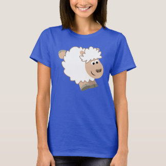 かわいいランニングの漫画の羊の女性のTシャツ Tシャツ