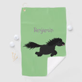 かわいいランニングイラストレーションのシェトランドポニー ゴルフタオル (インサイチュ)