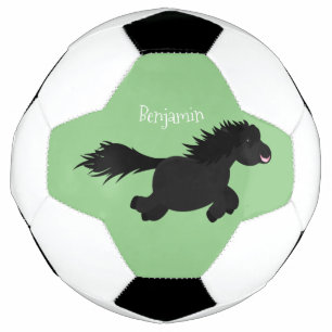 かわいいランニングイラストレーションのシェトランドポニー サッカーボール