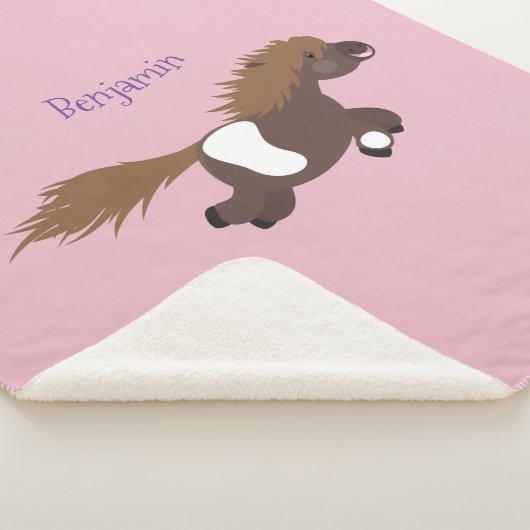 かわいいランニングイラストレーションのシェトランドポニー シェルパブランケット (3/4)