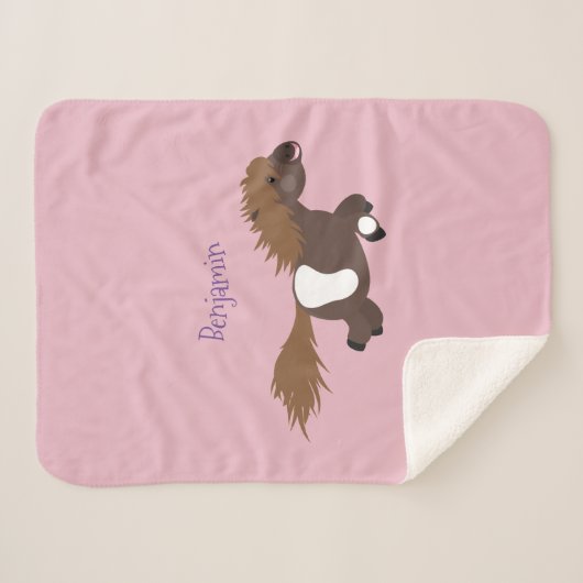 かわいいランニングイラストレーションのシェトランドポニー シェルパブランケット (正面(横))