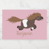 かわいいランニングイラストレーションのシェトランドポニー フードラベル (シングルラベル)