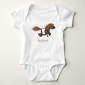 かわいいランニングイラストレーションのシェトランドポニー ベビーボディスーツ (正面)