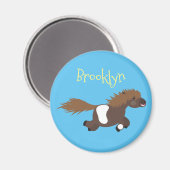 かわいいランニングイラストレーションのシェトランドポニー マグネット (正面/裏面)