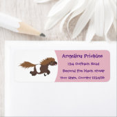 かわいいランニングイラストレーションのシェトランドポニー ラベル (インサイチュ)