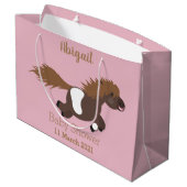 かわいいランニングイラストレーションのシェトランドポニー ラージペーパーバッグ (裏面アングル)