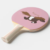 かわいいランニングイラストレーションのシェトランドポニー 卓球ラケット (正面アングル)