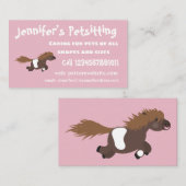 かわいいランニングイラストレーションのシェトランドポニー 名刺 (正面/裏面)