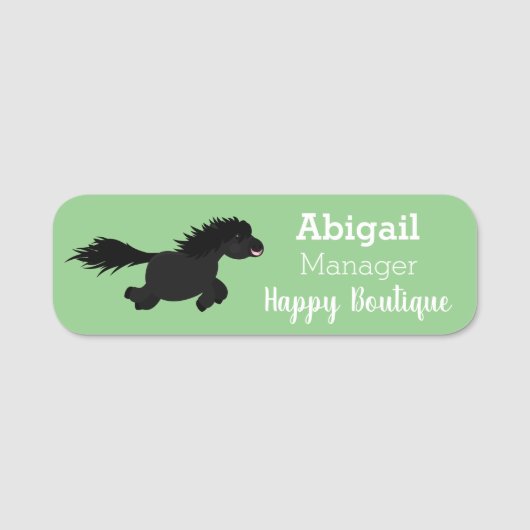 かわいいランニングイラストレーションのシェトランドポニー 名札 (正面)