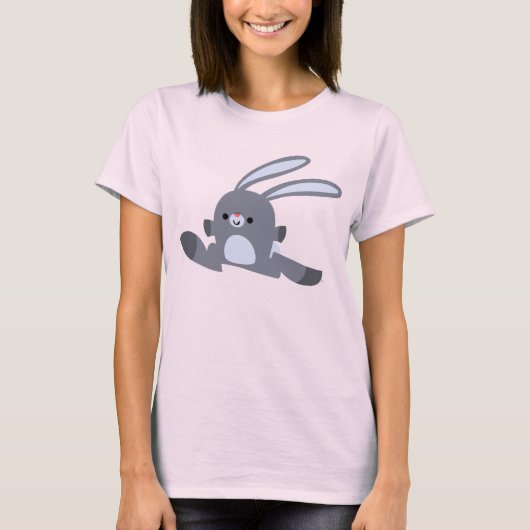 かわいいランニングカートゥーンウサギ女性用Tシャツ Tシャツ (正面)