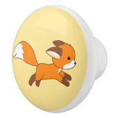 かわいいランニングキツネオンイエロー セラミックノブ (右)