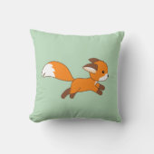 かわいいランニングキツネオングリーン クッション (正面)