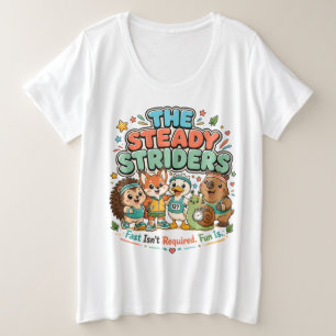 かわいいランニングクラブ ステディストライダーズ アニマルフレンド プラスサイズTシャツ