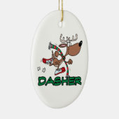 かわいいランニングトナカイDASHER漫画 セラミックオーナメント (右)