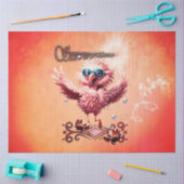 かわいいランニングフラミンゴが夏期を歓迎 薄葉紙 (クラフト)