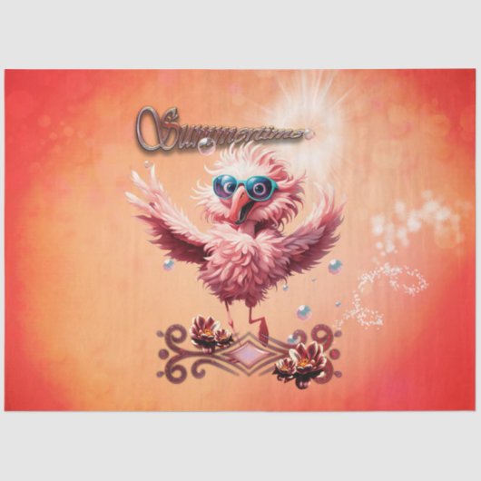 かわいいランニングフラミンゴが夏期を歓迎 薄葉紙 (正面)