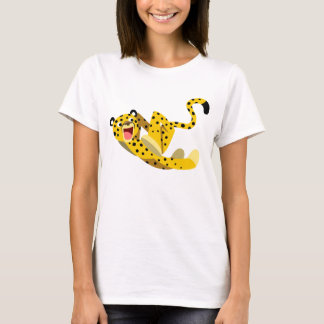かわいいランニングマンガのチーター女性のTシャツ Tシャツ
