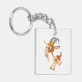 かわいいランニングマンガのヤギのキーチェーン キーホルダー (正面左)