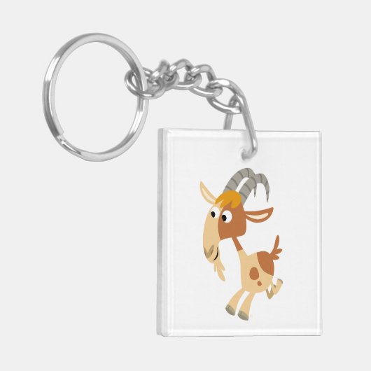かわいいランニングマンガのヤギのキーチェーン キーホルダー (正面左)