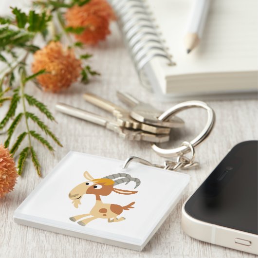 かわいいランニングマンガのヤギのキーチェーン キーホルダー (正面右)