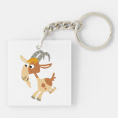 かわいいランニングマンガのヤギのキーチェーン キーホルダー (裏面)