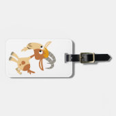 かわいいランニングマンガのヤギの荷札 ラゲッジタグ (正面横)