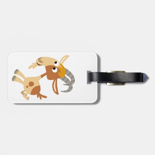 かわいいランニングマンガのヤギの荷札 ラゲッジタグ (裏面横)