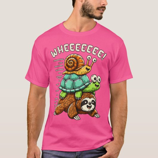 かわいいランニングライディング動物好き Tシャツ (正面)