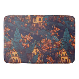 かわいいランニング人狼のまわりにズa村 バスマット