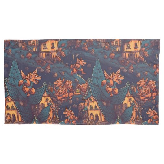 かわいいランニング人狼のまわりにズa村 枕カバー (正面左)