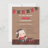 かわいいランバージャックの1歳の誕生日パーティーの招待状 招待状 (正面)